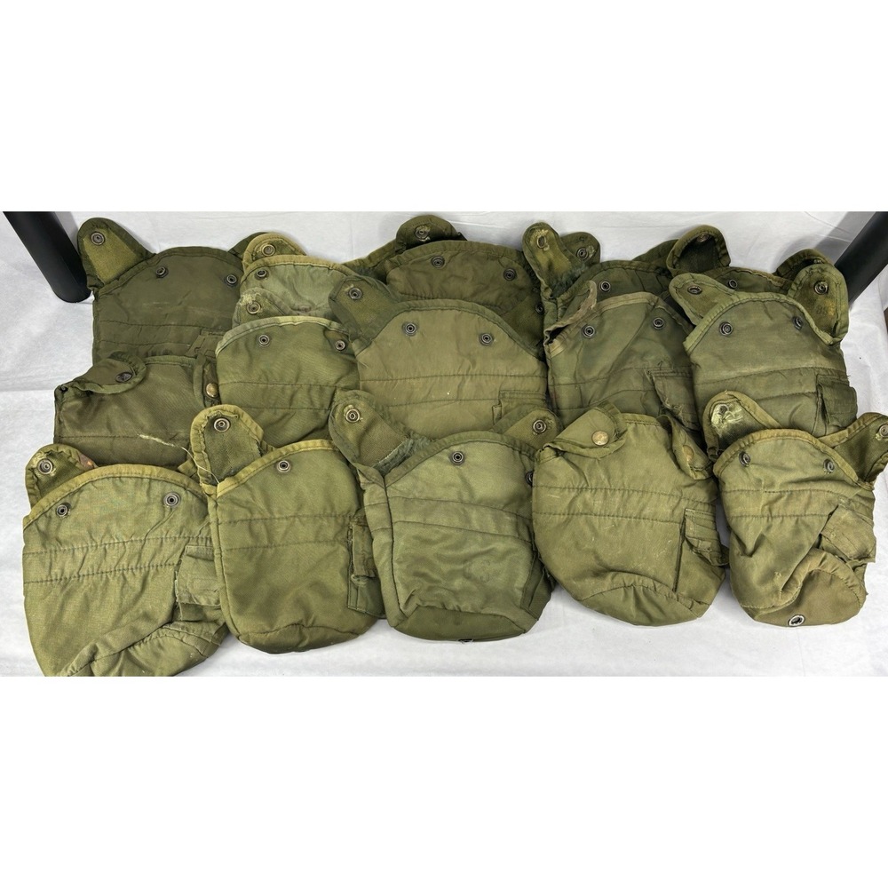 15pc Lot Green US Army Nylon Canteen Cover Alice Clip Military Issue Vintage